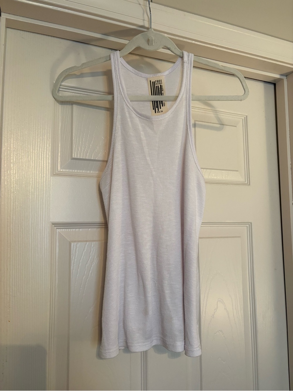 Free People White Ribbed Tank Top